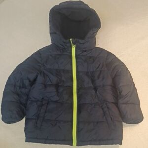 Wonder Nation Navy Puffer Jacket with Lime Zipper